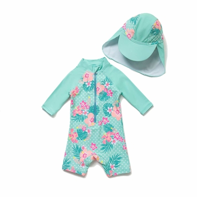 O dobro costurado emenda a flor Tankini do roupa de banho de Lycra do bebê com chapéu fornecedor